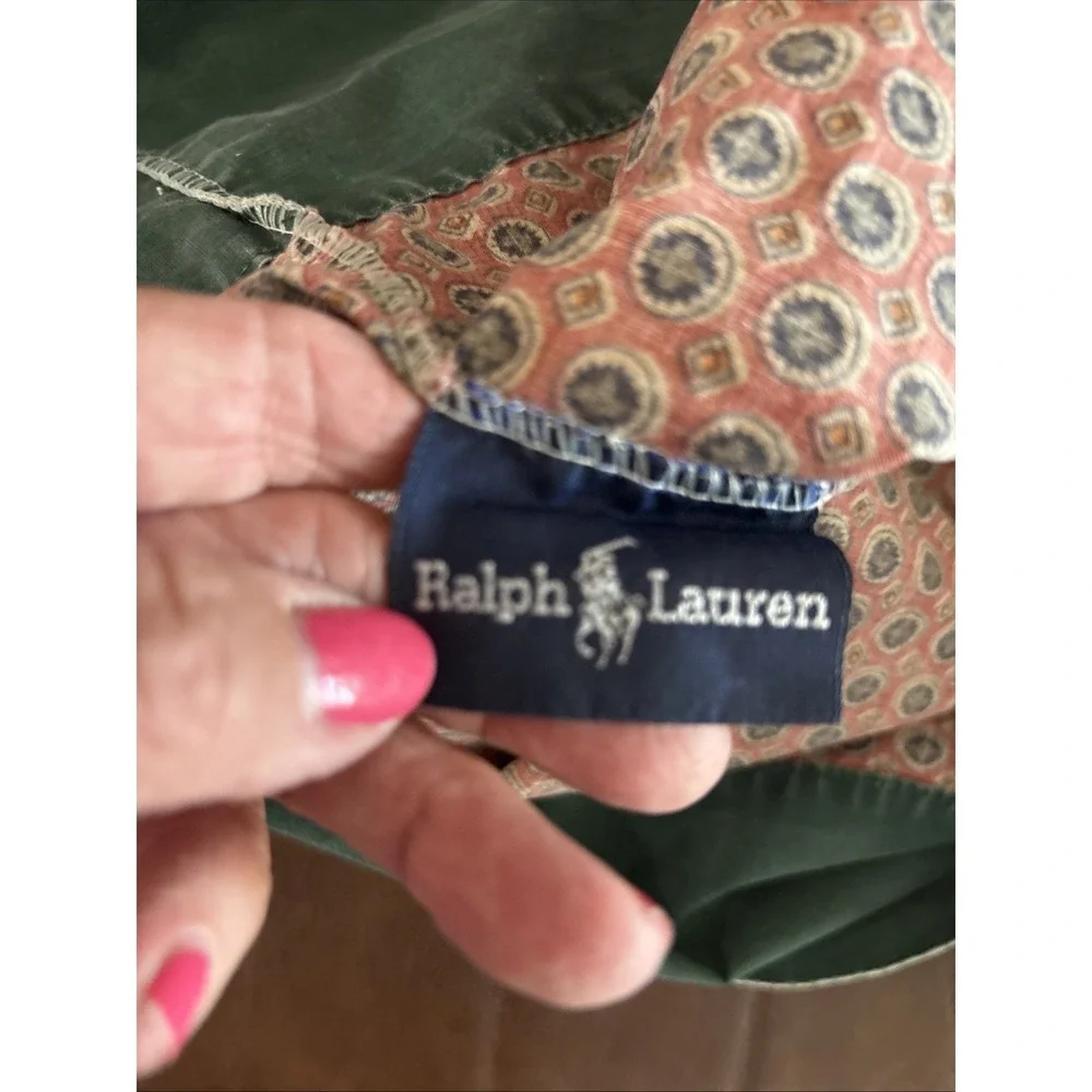 Ralph Lauren Wilkes Foulard Equestrian Green Red pillowcase Some Fading set /2